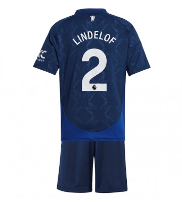 Manchester United Victor Lindelof #2 Bortatröja Barn 2024-25 Kortärmad (+ Korta byxor)